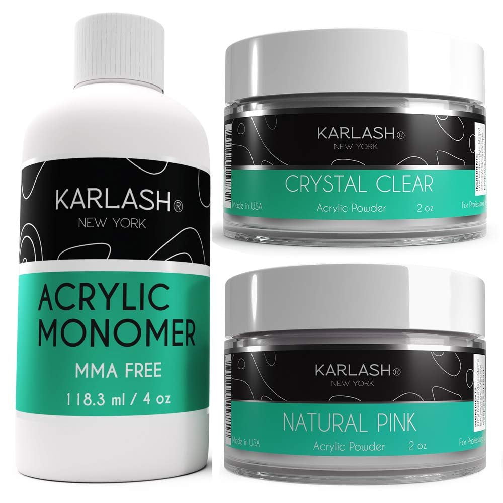 Karlash Professional Polymer 3 Piece Kit Acrylic Powder Crystal Clear 2