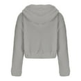 thumbnail image 6 of ZQUUVOU Women's Cropped Jacket Fall Winter Long Sleeve Reversible Fleece Jacket Full Zip Hooded Outerwear for Casual Warm Gray, 6 of 9