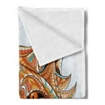 thumbnail image 2 of Tribal Soft Flannel Fleece Throw Blanket, Geometric Fox Portrait with Oriental Ornaments Totem Animal Fauna Design Print, Cozy Plush for Indoor and Outdoor Use, 60" x 80", Orange Amber, by Ambesonne, 2 of 5