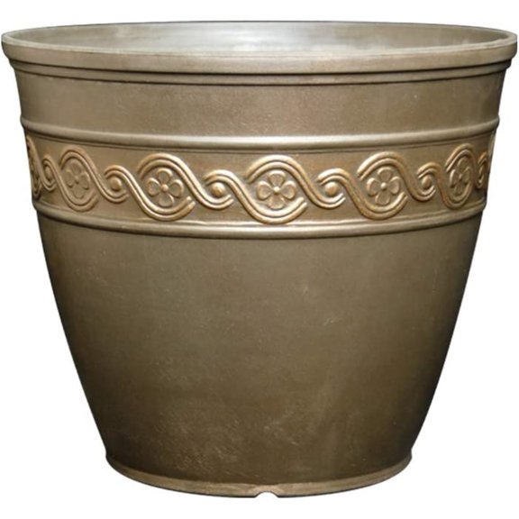 Classic Home Round Bronze Resin Corinthian Planter