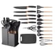 thumbnail image 1 of Juego 19 Utensilios de Cocina de Silicona Antiadherentes Resistentes al Calor con Espátula, Tabla de Cocina, Cuchillos, Cucharones, Pinzas, Batidor y Bote Organizador Ideal para Regalo (Negro), 1 of 6