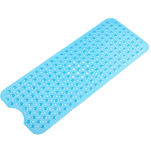 Alfombrilla Antideslizante para Bañera, 40*100 cm, Alfombrillas de Ducha Antideslizantes con Ventosas y Orificios de Drenaje, Alfombrillas para bañera, Azul Claro