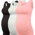 thumbnail image 1 of QJUHUNG 3-Pack Maternity Tank Tops - Soft & Stretchy Ruched Side Shirts for Pregnancy - Flattering Sleeveless Basics - Essential Stylish Wardrobe Builder for Expecting Moms, 1 of 7
