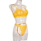 thumbnail image 2 of Encaje sexy conjunto de ropa interior sujetador ropa interior regalo para mujer, amarillo fluorescente, S 2 piezas Advancent XX000054-05, 2 of 7