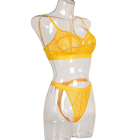 

Dido 2Pcs Lace Hot Underwear Set Bra Underpant Gift for Women