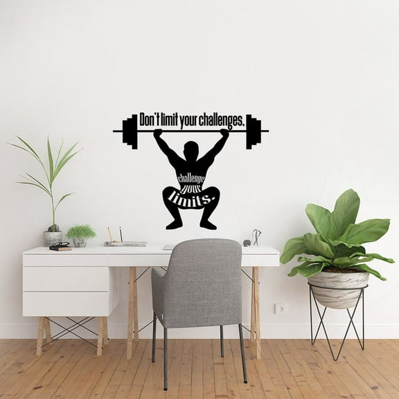Challenge Your Limits Fitness Workout Success Motivation Quotes Wall Decal Fitness Healthy Lifestyle for Girls / Boys Gym Home Sports Room Decor Vinyl Wall Art Sticker Decoration Size (8x10 inch)