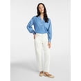 thumbnail image 3 of Time and Tru Women's Popover Denim Top with Long Sleeves, Sizes XS-XXXL, 3 of 6