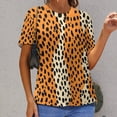 thumbnail image 6 of Leopard Print Pattern Women's Short Sleeve T-Shirt Crew Neck Casual Summer Trendy Loose Fit Tops, 6 of 6
