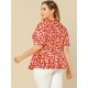 thumbnail image 5 of Top floral Agnes Orinda Vintage Peplum Cuello Cuadrado Rojo XL, 5 of 6