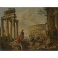thumbnail image 2 of Giovanni Paolo Panini 14x12 Black Ornate Wood Framed Double Matted Museum Art Print Titled: The Coliseum Amongst Roman&nbsp;Ruins (ca.&nbsp;1730), 2 of 5