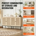 thumbnail image 6 of VEVOR Accent Cabinet, Rattan Storage Cabinet with 4 Magnetic Doors and Adjustable Shelves, Sideboard Buffet Cabinet for Hallway, Entryway, Living Room, or Kitchen, Natural, 6 of 9