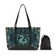 thumbnail image 7 of FORMRS Canvas Laptop Tote Bag for Women with 15.6" Computer Compartments Shoulder Handbag, Green Dragon Flowers, 7 of 7