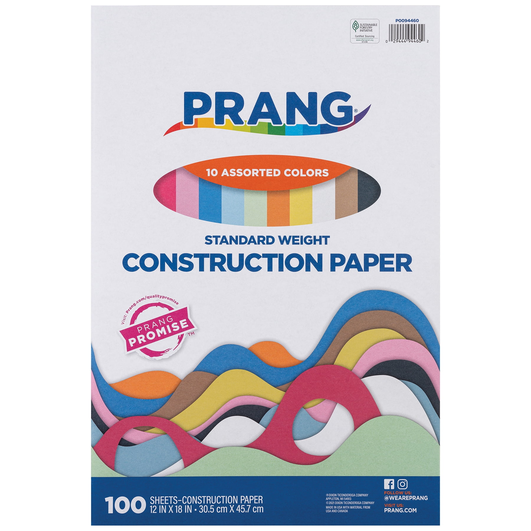 Prang Construction Paper, Standard Weight, 10 Assorted Colors, 12" x 18", 100 Sheets Per Pack, 3 Packs