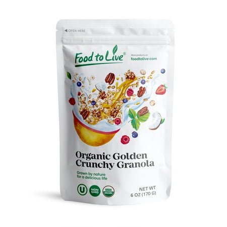 Organic Golden Crunchy Granola, 6 Ounces — Non-GMO, Vegan, Kosher — by Food to Live