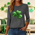 thumbnail image 7 of felwors St Patty's Day Shirt Women 2025 Casual Plus Size 3/4 Sleeve Irish Clover Shirts Funny Saint Patrick's Tunic Tops (Dark Gray, XL), 7 of 7