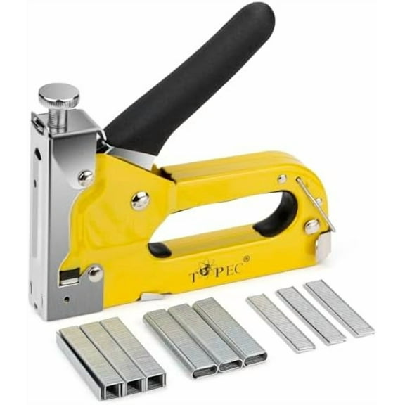 Upholstery Staple Gun, 3 in 1 Heavy Duty Staple Guns/Home Use with 900  - Manual Brad Nailer Power for Fixing, Material, Decoration, Carpentry, Furniture, Wood, DIY