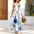 thumbnail image 6 of Women's Boho Summer Maxi Dress Spaghetti Strap Sleeveless Leaf Print Loose Fit Flowy Long Dress Casual Beach Vacation Party Wedding Guest Sun Dress, 6 of 9