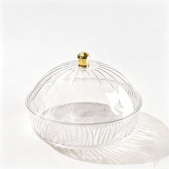 Clear Candy Bowl with Secure Lid, Large Transparent Fruit Serving Bowl, Food Grade Storage Container for Snacks, Cookie, Coffee Table Home Decor