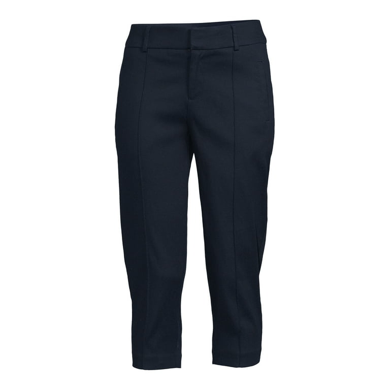 Women's Modern Mid-Rise Capri Pants - Time and Tru, Brown, Size 6