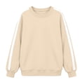 thumbnail image 4 of NMMUED Womens Crewneck Sweatshirt Casual Long Sleeve Pullover Striped Sleeve Athletic Tops Fall Clothes Color Block Activewear Beige L, 4 of 4