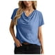 thumbnail image 1 of Camiseta de manga corta holgada informal lisa con cuello en V y cuello en V de verano para mujer OAVQHLG3B Store lin121212, 1 of 5