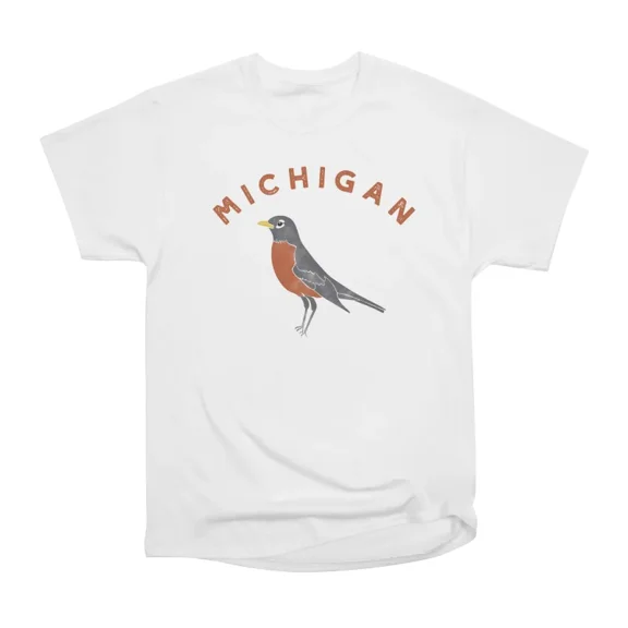 Michigan State Bird American Robin T-Shirt Tee Gift For Him Merch For Her Apparel For Frie