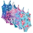 thumbnail image 2 of LYMAYTER Kids Toddler Girls One Piece Bikini Swimsuits Little Girls Fashion Printed Bathing Suit Summer Beach Halter Swimwear Size 4-12 T, 2 of 9