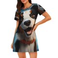 thumbnail image 1 of Disketp Playful Smile Cute Dog para Camisón Corto de Manga Corta para Mujeres, Camisón Cómodo con Escote Redondo, Bonito y Confortable, 1 of 6