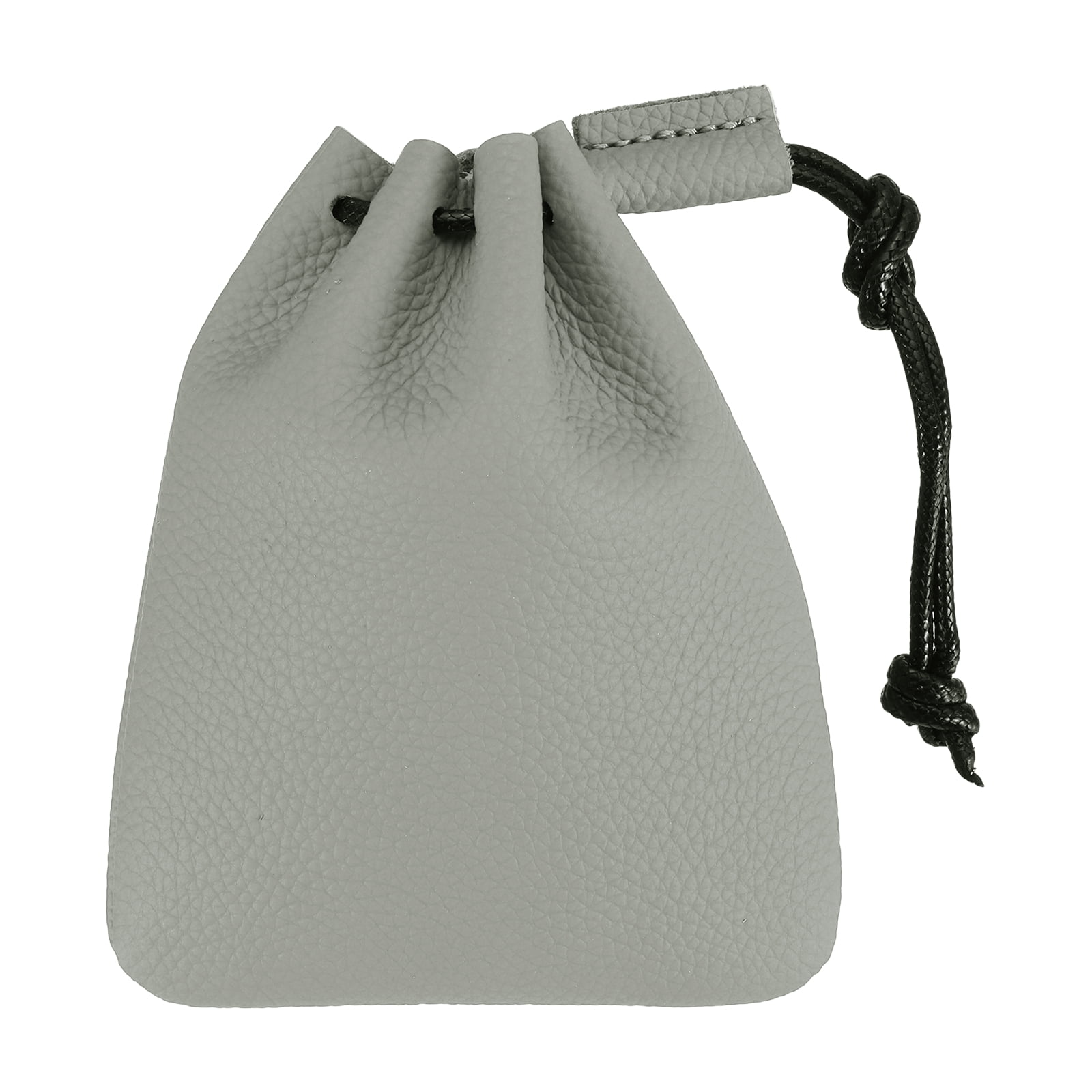 Leather Drawstring Coin Pouch Bag Small Coin Purse Dark Grey 4.1 x4.9 Drawstring Cowhide Retro Storage Bag Dice Pouch for Women Men