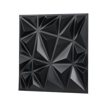 3D Wall Panels 33-Pack Black Diamond Design 11.81x11.81 PVC Wall Tiles 32 Sq.Ft Textured Interior Wall Decor for Living Room Bedroom Home Office