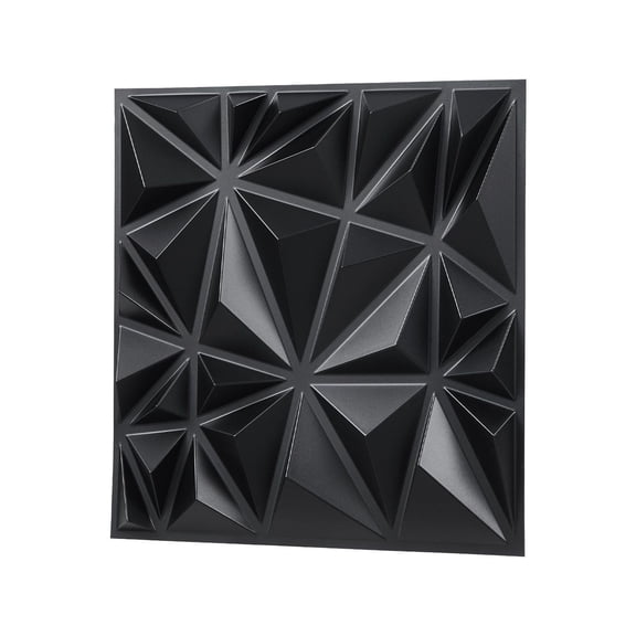 3D Wall Panels 33-Pack Black Diamond Design, 11.81x11.81'' PVC Wall Tiles, 32 Sq.Ft, Textured Interior Wall Decor for Living Room, Bedroom, Home Office