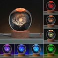 thumbnail image 3 of Crystal Color Night Light with Carved Crystal Ball Inside, Luminous Ornament, Starry Gift with Wooden Base,Galaxy, 3 of 5