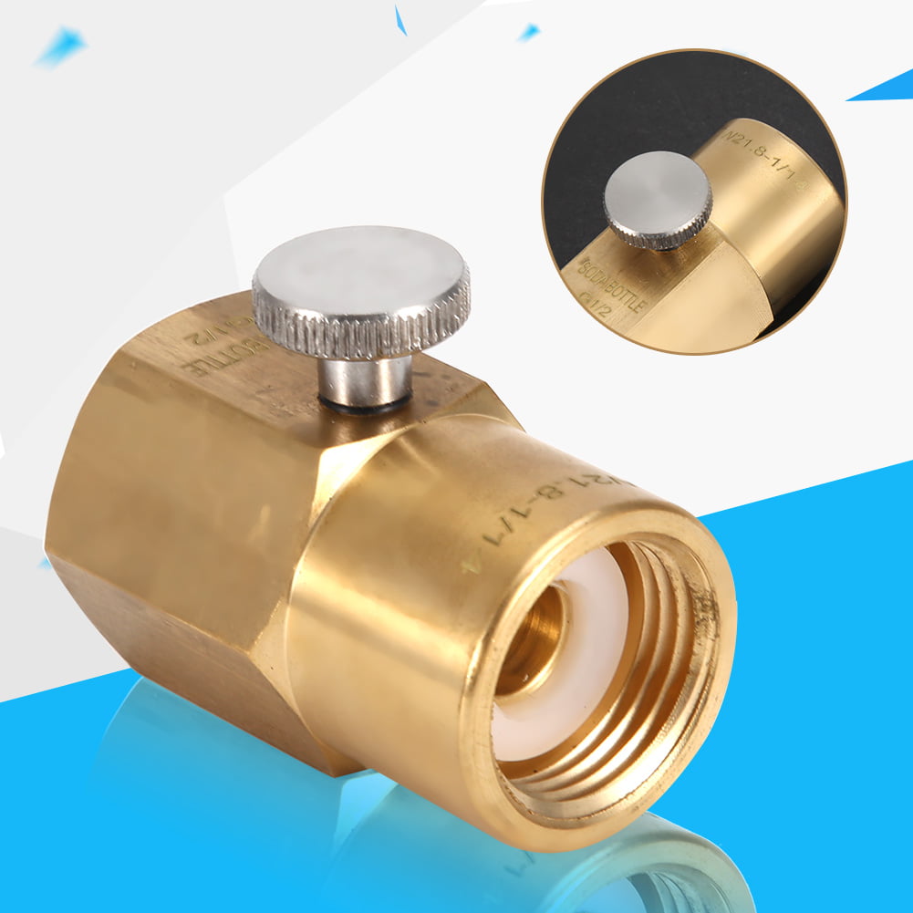 Soda Bottle Adapter Brass Household Soda Bottle CO2 Connector Adapter for Filling Soda W21.8 to G1/2，Large carbon dioxide cylinder thread CGA320 or 0.825-14NGO US TR21-4, G1/2 