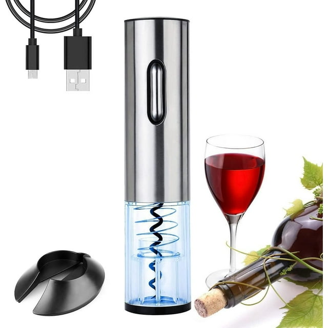 Electric Corkscrew Rechargeable Aluminum Cordless Automatic,with Sealing Cutter Stand And Usb Charging Cable