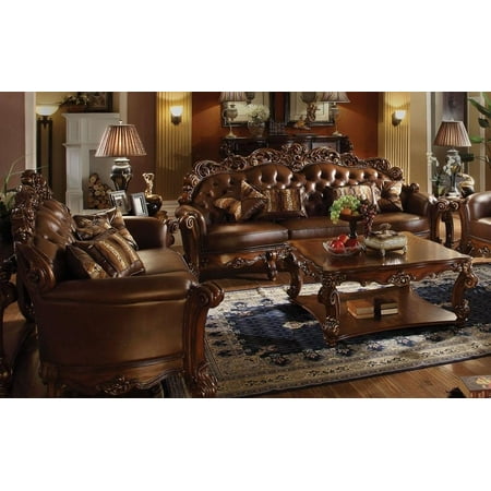 Acme Furniture 52000 Vendome Cherry Oversized Sofa Loveseat And Table Set 5pcs