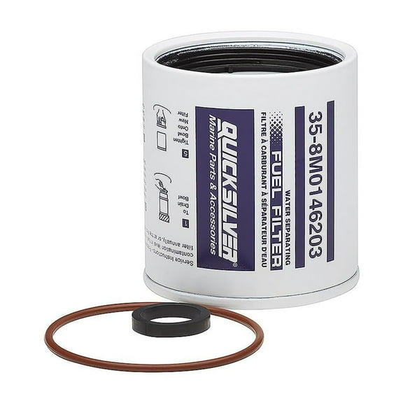 Quicksilver 8M0146203 Water Separating Fuel Filter, 10-Micron Filtration, Quicksilver Head