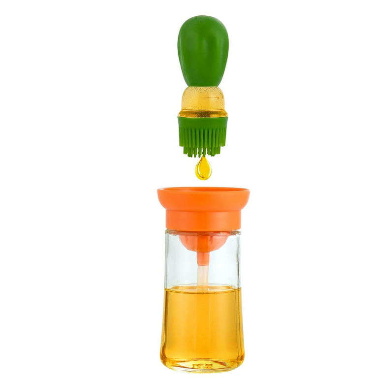 1PC Glass Olive Oil Dispenser with Brush 2 in 1, Silicone Measuring Oil  Bottle Dropper and Basting Brush, Kitchen Oil Dispenser for Kitchen,  Baking, BBQ, Grill, Pastry 