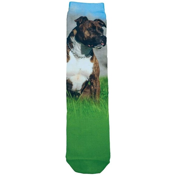 Womens Sublimated Dog Breed Socks - Pitbull Dark Realistic Print