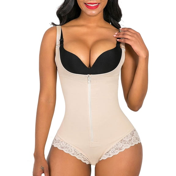 Vaslanda Shapewear for Women Tummy Control Fajas Colombianas Body Shaper Zipper Open Bust Bodysuit