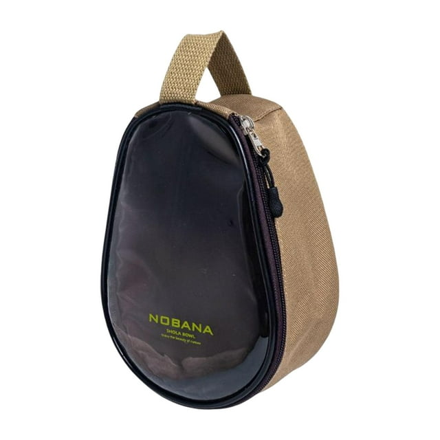 Bolsa de almacenamiento para cuencos de camping, estuche para utensilios de cocina, bolsa de transporte con cremallera para barbacoa en la playa. caqui grande