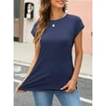 thumbnail image 4 of Womens Tops Casual Dressy Basic T Shirts Loose Fit Crewneck Cap Sleeve Tee Summer Outfits 2024, 4 of 6