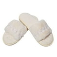 thumbnail image 3 of Aayomet House Slippers Casual Women's Slip Shoes Fashion Flock Lace Slippers Toe On Round Women's slipper,White 8.5, 3 of 5