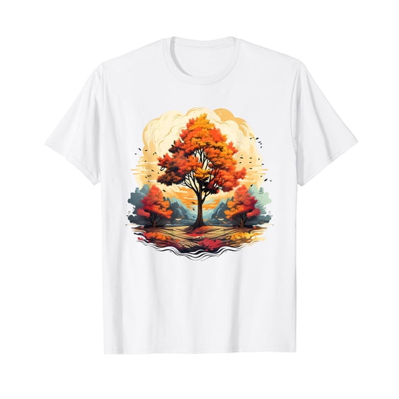Nature, autumn with Trees Design White T-Shirt