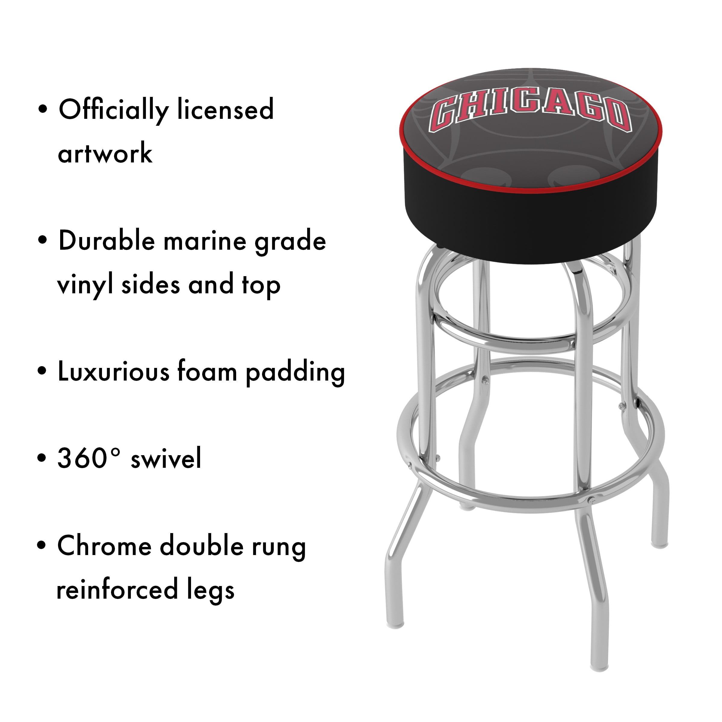 Trademark Gameroom Chicago Bulls Fade Bar Stool with Padded Seat