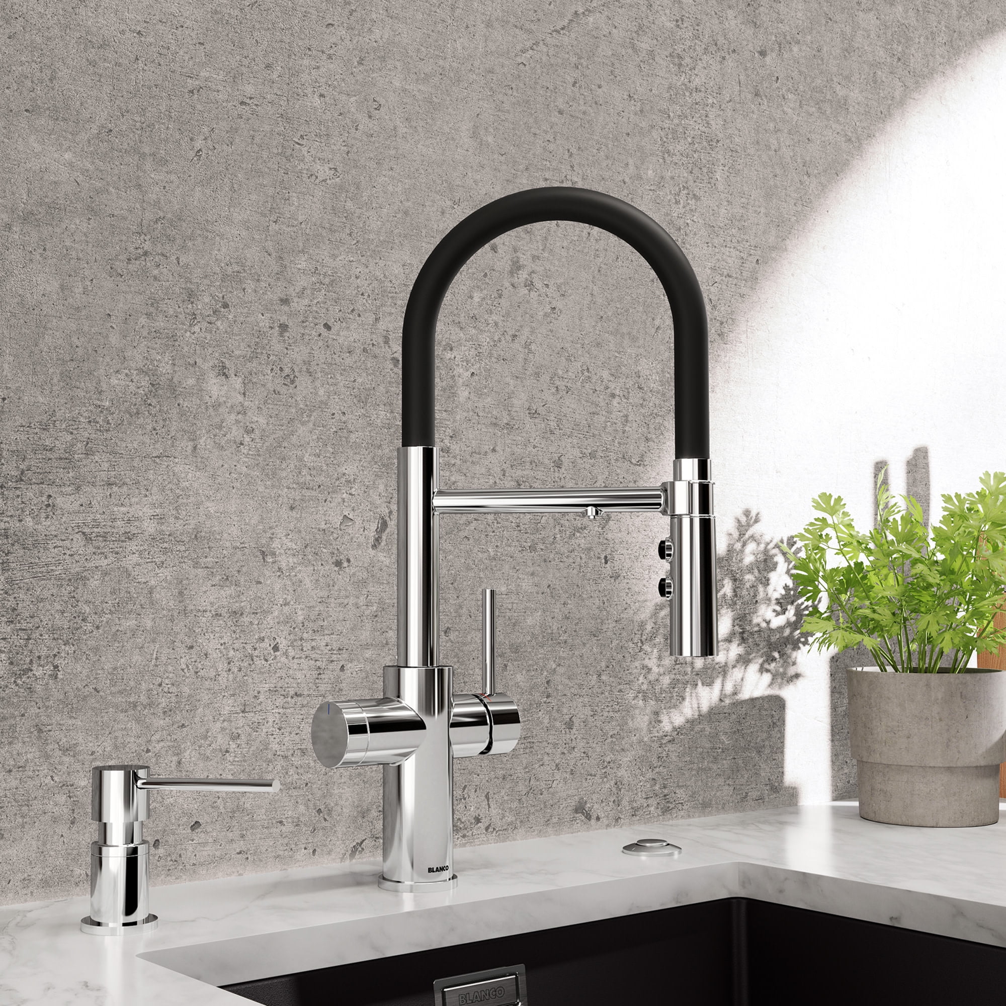 Blanco 402306 Lato Soap Dispenser, Chrome & Truffle