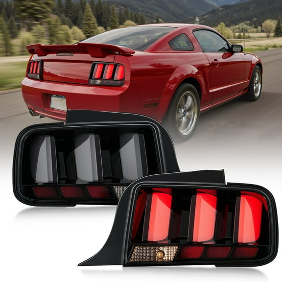 Bestco LED Tube Tail Lights For Ford Mustang 2005-2009 Smoke Lens Signal Brake Lamps Black