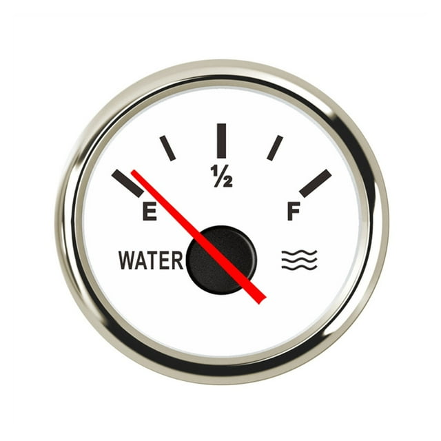Car Marine Boat Water Level Gauge 52mm Stainless Steel Bezel Water Tank Level Indicator Meter With Red Backlight For 0~190 ohm ,Easy to Calibrate