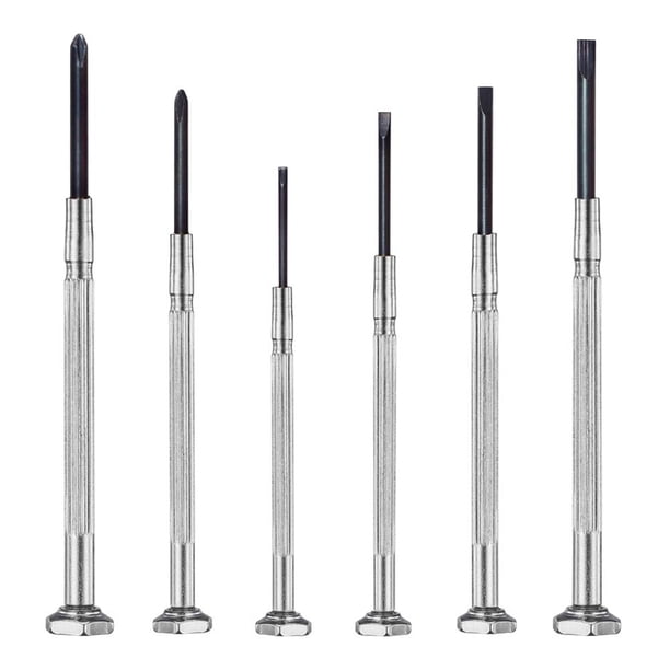 Riwesomey Juego de destornilladores de 6 piezas con estuche Kit de destornilladores de precisión Puntas de destornilladores Phillips de cabeza Kits y herramientas de reparación de relojes