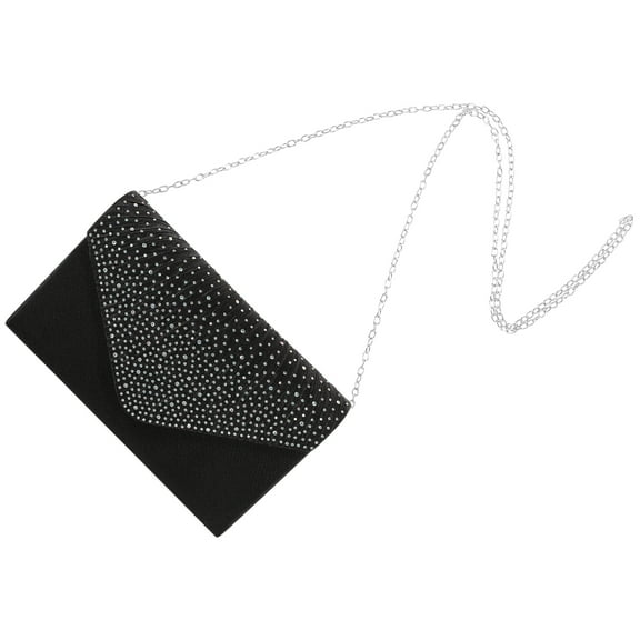 FELTECHELECTR 1Pack Ladies Party Handbag Square Black Polyester Clutch For Women Formal Events