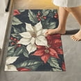 thumbnail image 2 of Yayeee Bath Rug for Bathroom Floor Non Slip Contour Fluffy Soft Absorbent Mat, 20"x24", White Christmas Leaves, 2 of 7